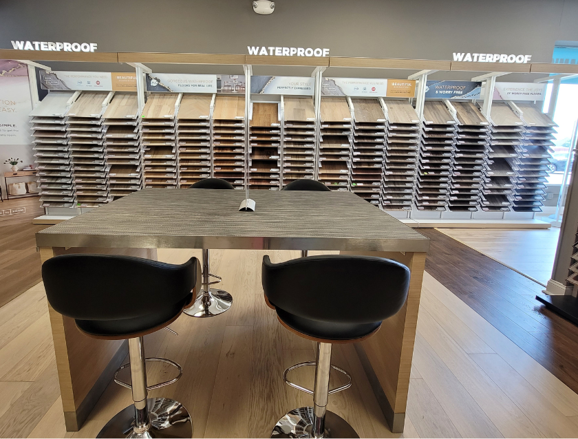 waterproof flooring display at Foote Bros Carpet One